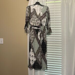 Cato Spring Midi Dress XS Mint Green Black Pink Combo